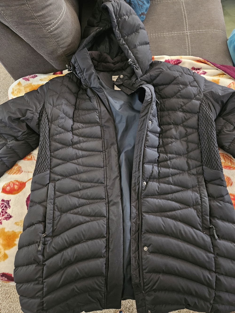 Duluth Trading Co Black Quilted Hooded Puffer Jacket